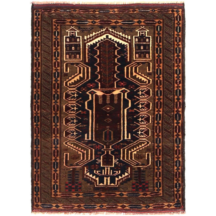 Afghan Prayer Rug 2' 9" x 3' 10" Hand-Knotted | No. AL70057