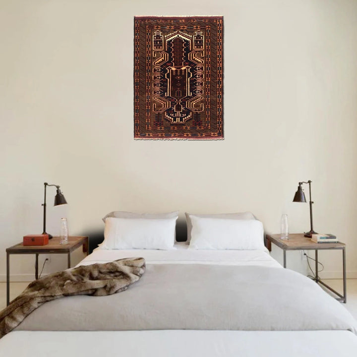 Afghan Prayer Rug 2' 9" x 3' 10" Hand-Knotted | No. AL70057