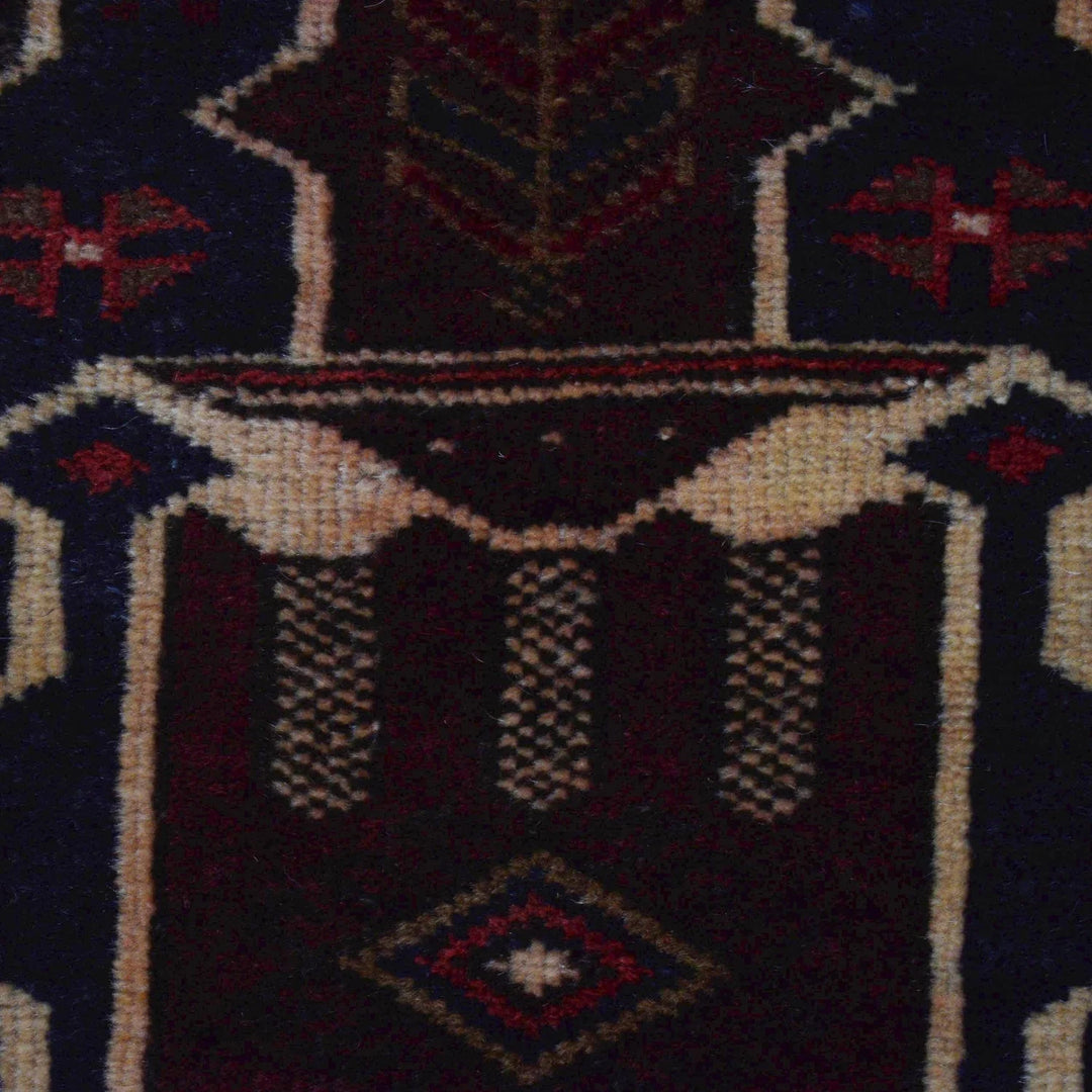 Afghan Prayer Rug 2' 9" x 3' 10" Hand-Knotted | No. AL70057