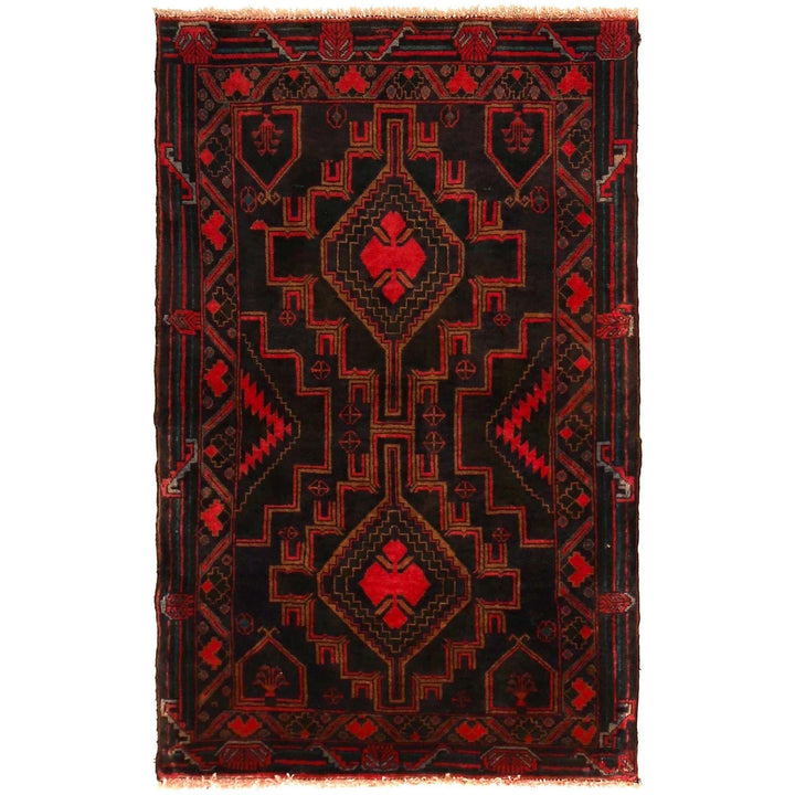 Afghan Baluchi Rug 2' 11" x 4' 9" Hand-Knotted | No. AL70139