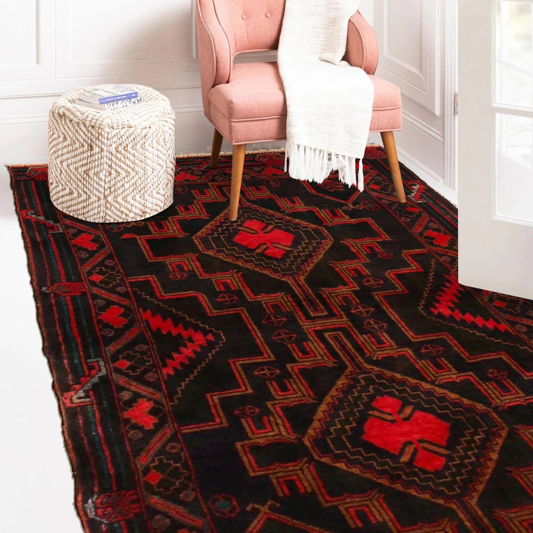 Afghan Baluchi Rug 2' 11" x 4' 9" Hand-Knotted | No. AL70139