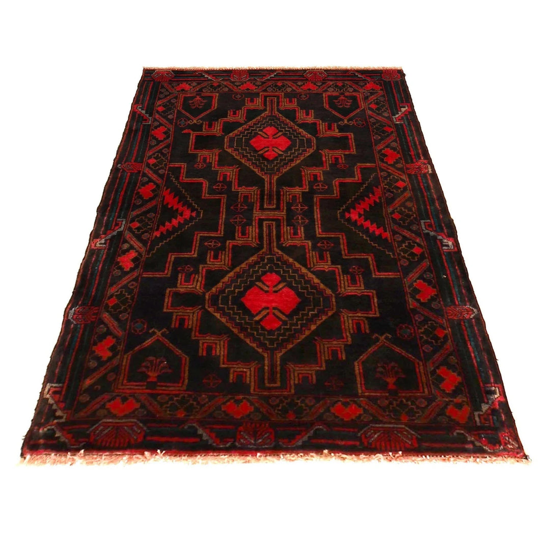 Afghan Baluchi Rug 2' 11" x 4' 9" Hand-Knotted | No. AL70139