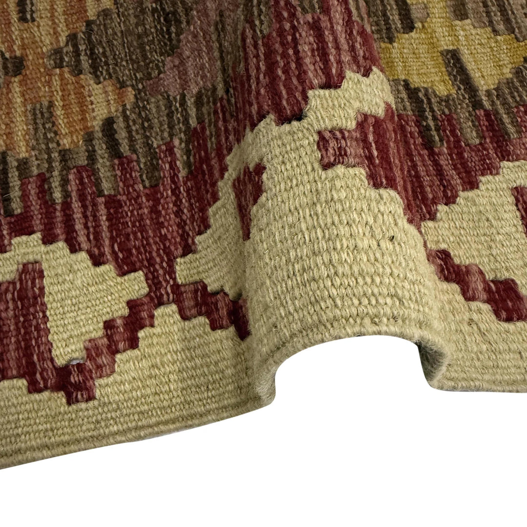Afghan Vegetable Kilim Rug 3' 5" x 3' 8" Flat-Weave | No. AL701815