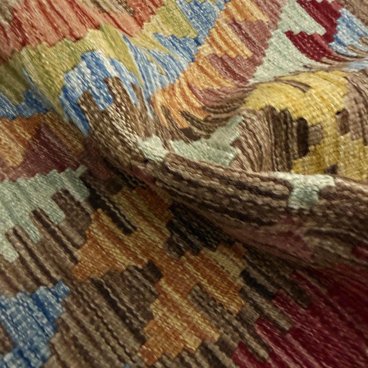 Afghan Vegetable Kilim Rug 3' 5" x 3' 8" Flat-Weave | No. AL701815