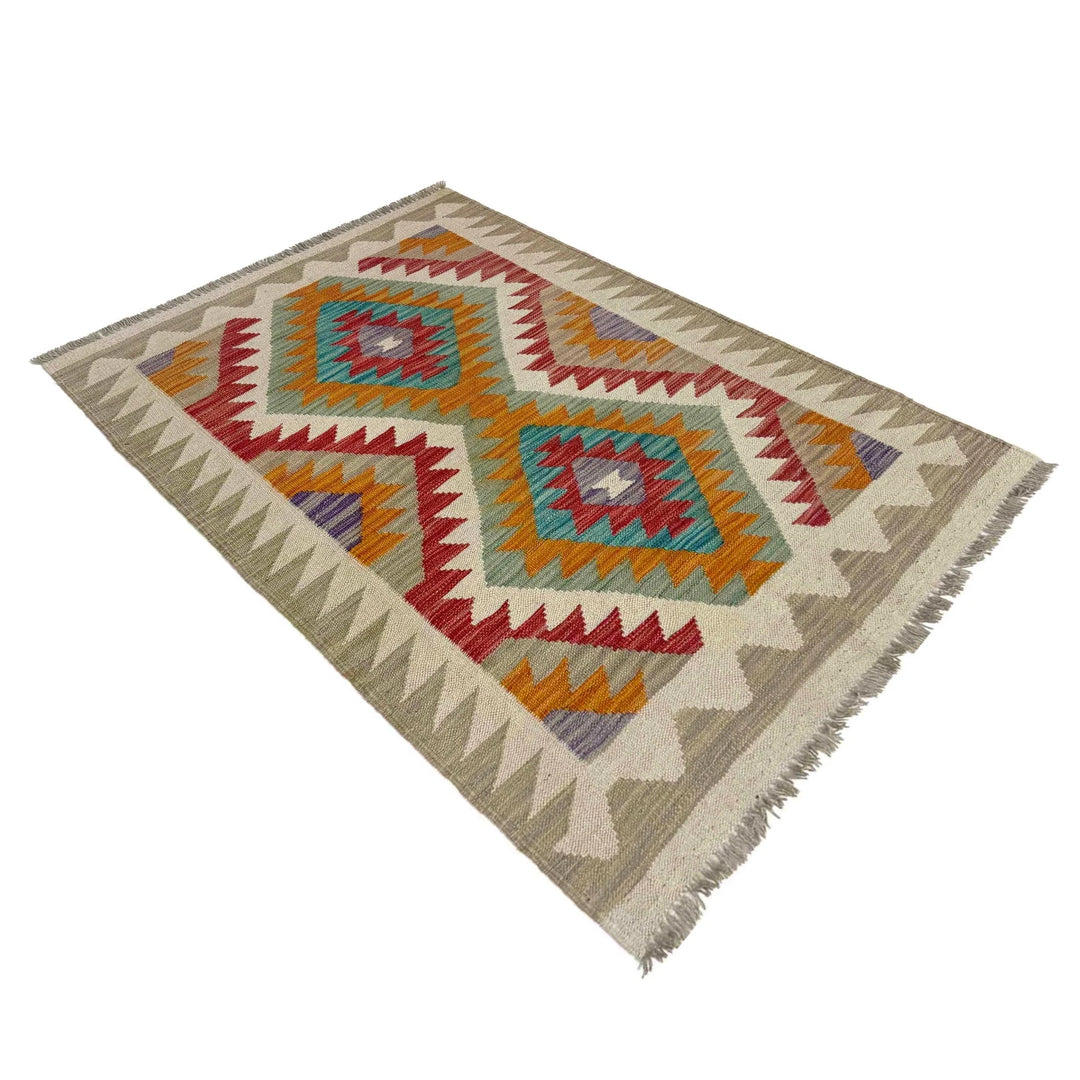 Afghan Vegetable Kilim Rug 2' 9" x 4' 0" Flat-Weave | No. AL702219