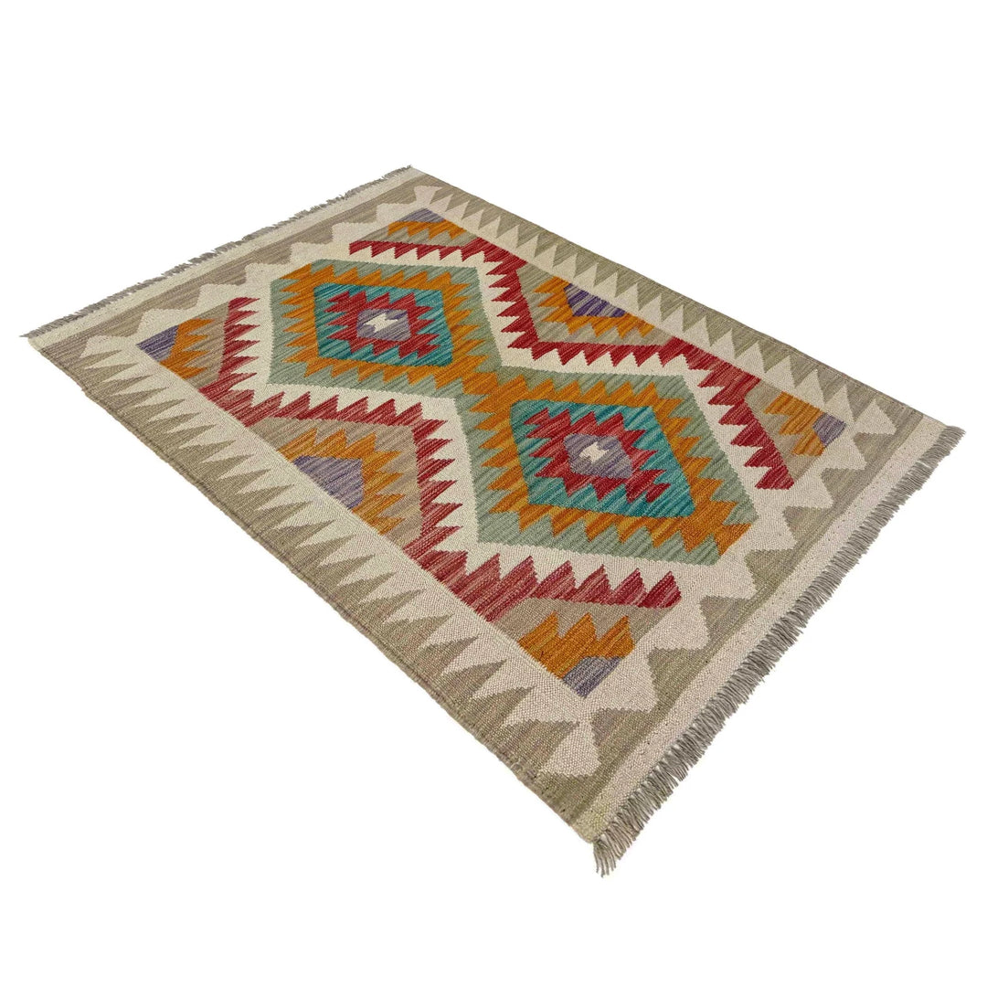 Afghan Vegetable Kilim Rug 2' 9" x 4' 0" Flat-Weave | No. AL702219