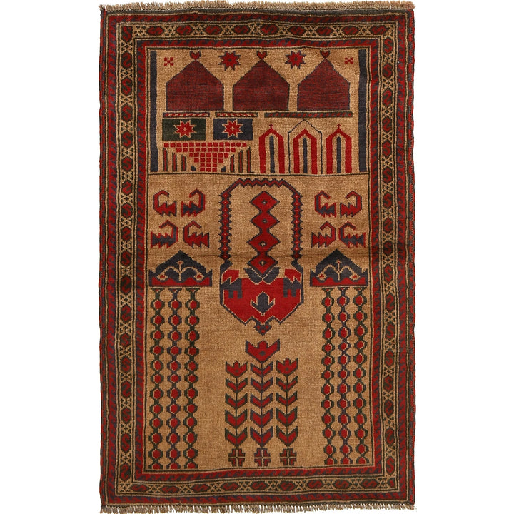 Afghan Prayer Rug 2' 11" x 4' 4" Hand-Knotted | No. AL70273