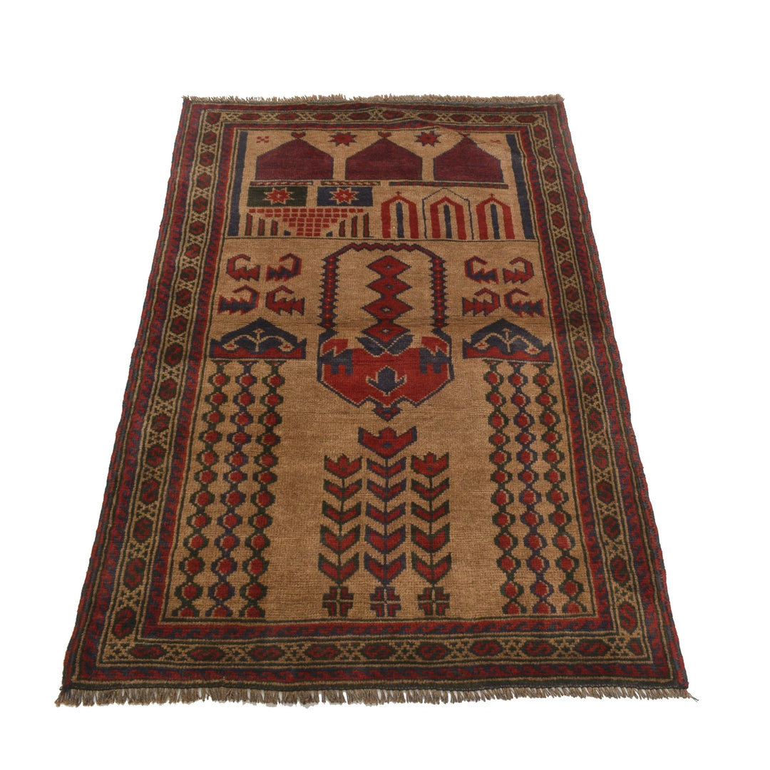 Afghan Prayer Rug 2' 11" x 4' 4" Hand-Knotted | No. AL70273