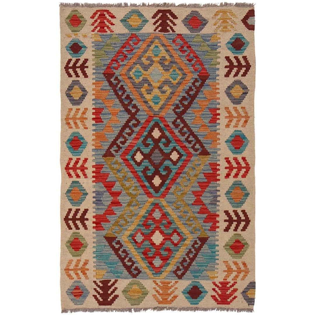 Afghan Kilim Rug 2' 7" x 4' 2" Flat-Weave | No. AL70406