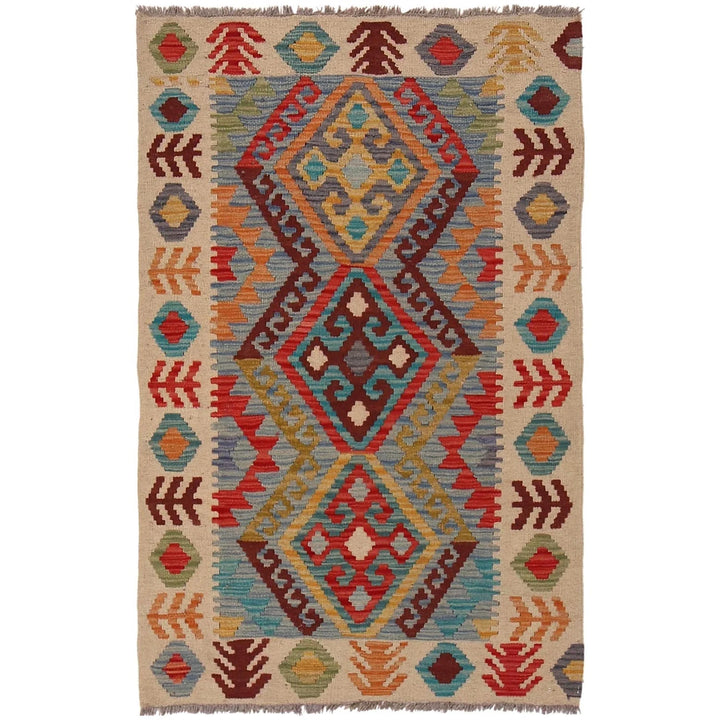 Afghan Kilim Rug 2' 7" x 4' 2" Flat-Weave | No. AL70406