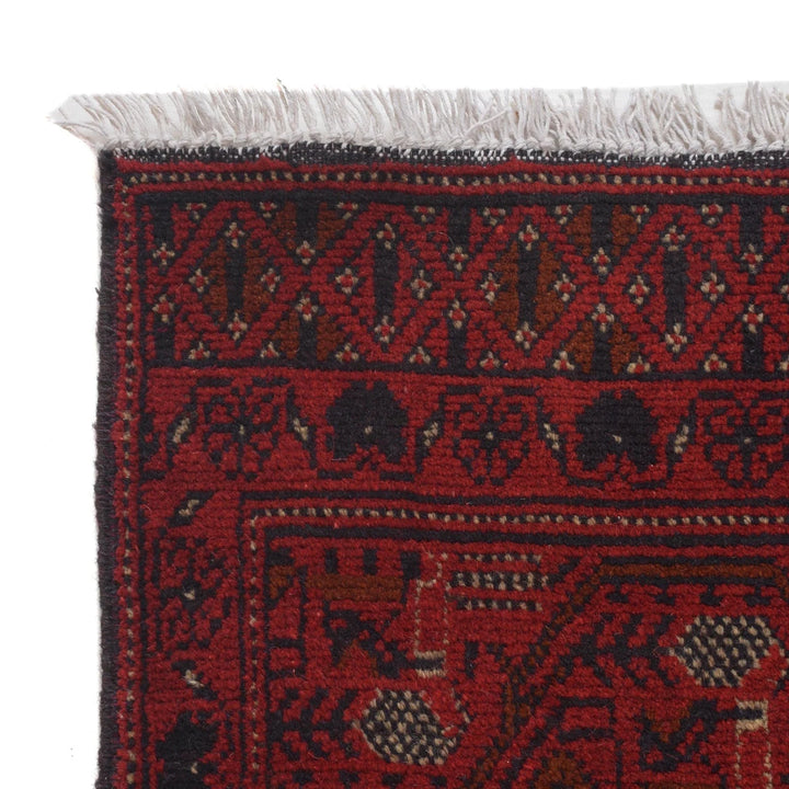 Red Afghan Khal Mohammadi Rug 3'7" x 4'6" Hand-Knotted | No. AL70473
