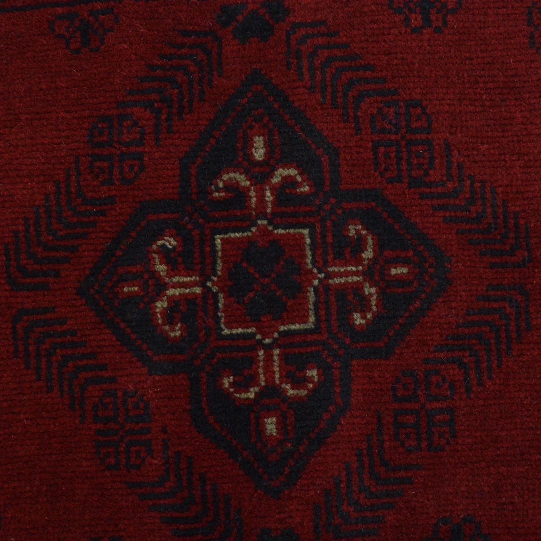 Red Afghan Khal Mohammadi Rug 3'7" x 4'6" Hand-Knotted | No. AL70473