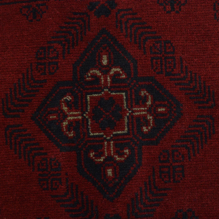 Red Afghan Khal Mohammadi Rug 3'7" x 4'6" Hand-Knotted | No. AL70473