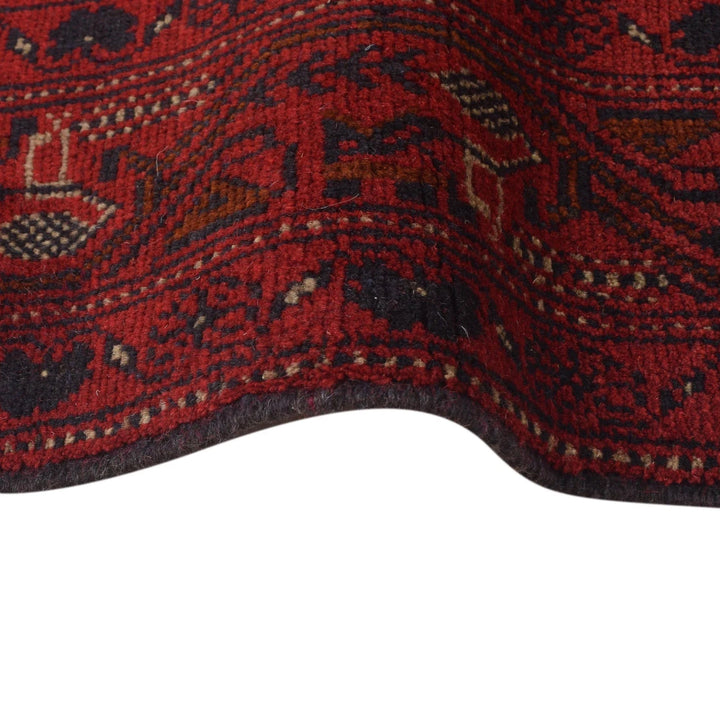 Red Afghan Khal Mohammadi Rug 3'7" x 4'6" Hand-Knotted | No. AL70473