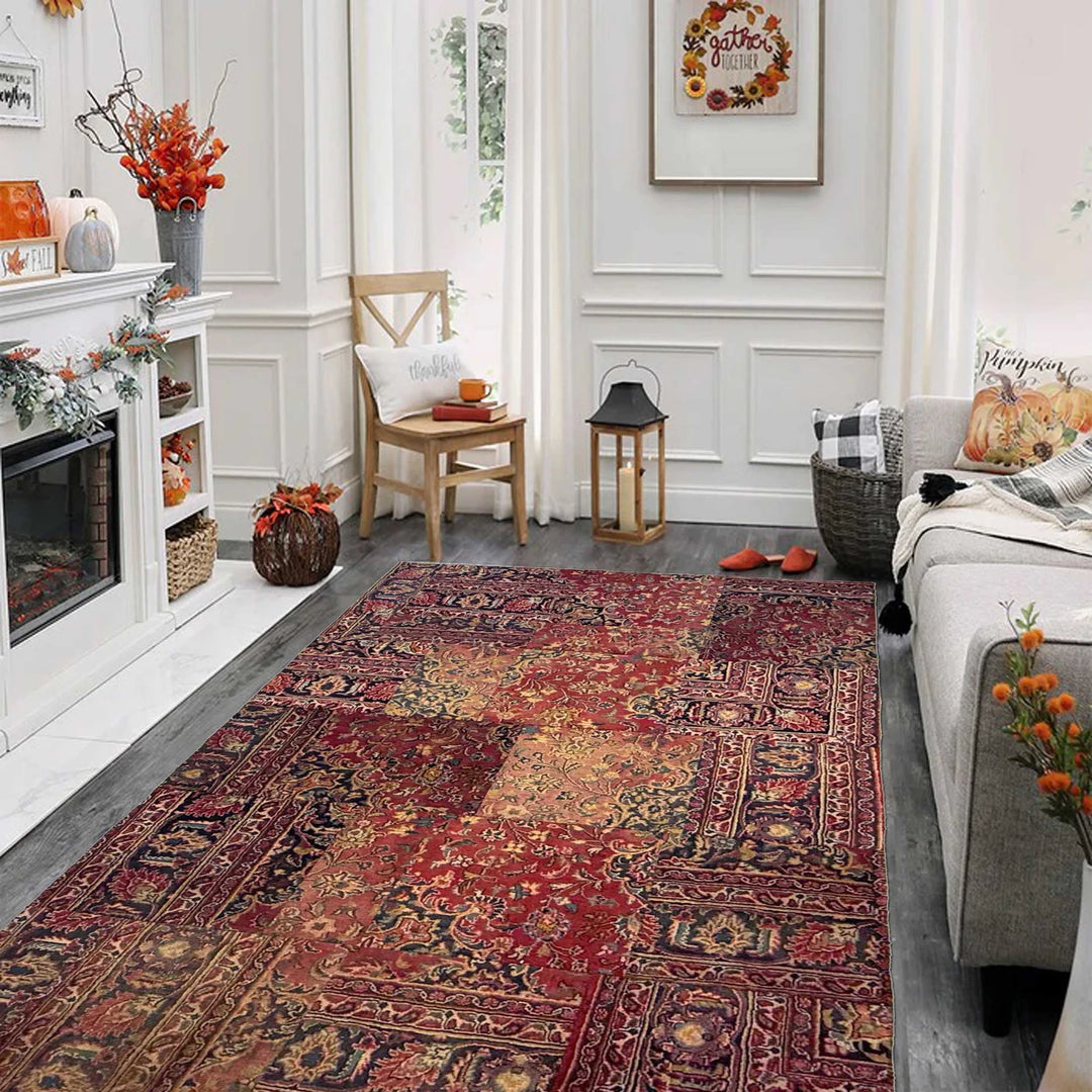 Afghan Patchwork Rug 5' 0" x 7' 10" Hand-Knotted | No. AL704819