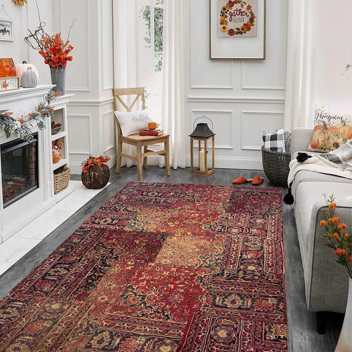 Afghan Patchwork Rug 5' 0" x 7' 10" Hand-Knotted | No. AL704819