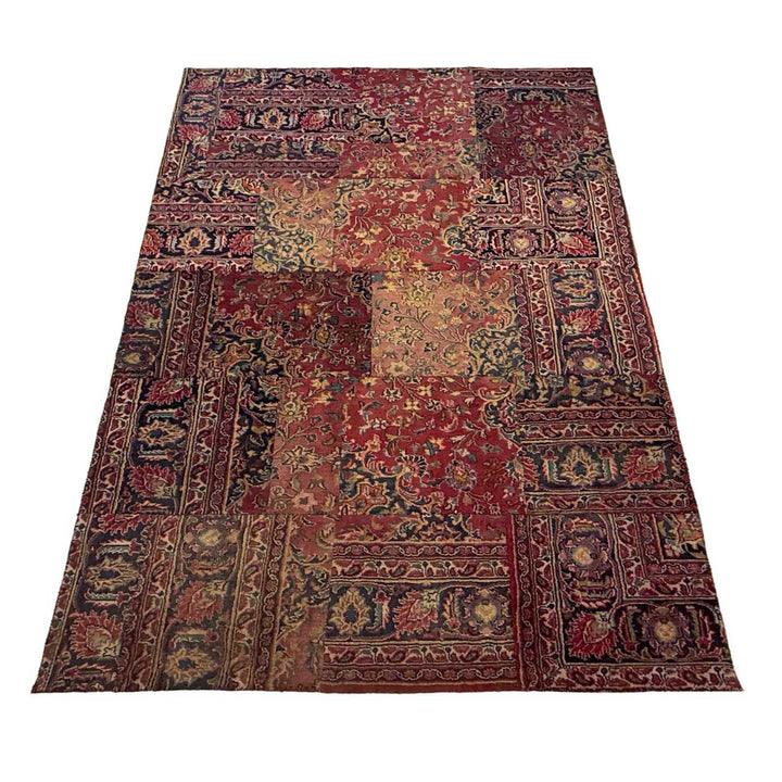 Afghan Patchwork Rug 5' 0" x 7' 10" Hand-Knotted | No. AL704819