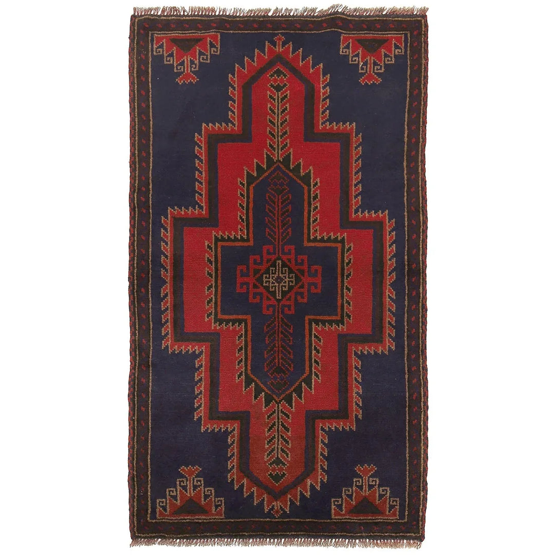 Dark Blue Afghan Baluchi Rug 2' 7" x 4' 10" Hand-Knotted | No. AL70533