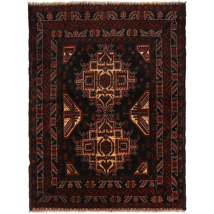 Afghan Baluchi Rug 3' 11" x 5' 3" Hand-Knotted | No. AL70548