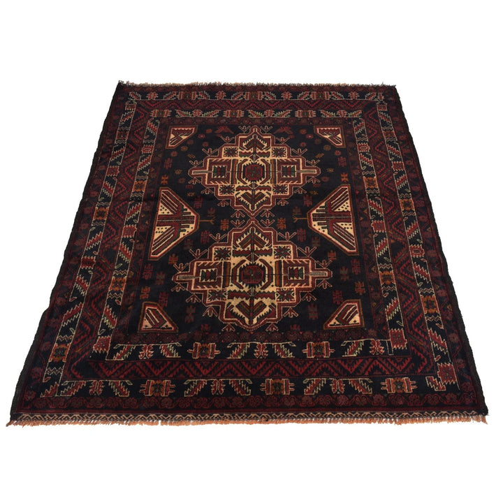 Afghan Baluchi Rug 3' 11" x 5' 3" Hand-Knotted | No. AL70548
