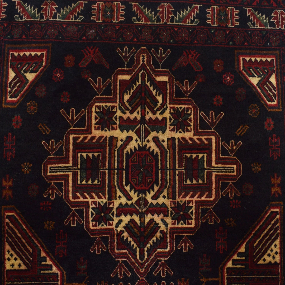 Afghan Baluchi Rug 3' 11" x 5' 3" Hand-Knotted | No. AL70548