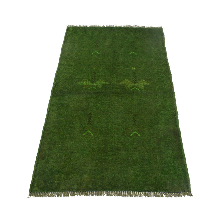 Green Pakistani Overdye Rug 2' 9" x 4' 6" Hand-Knotted | No. AL70569