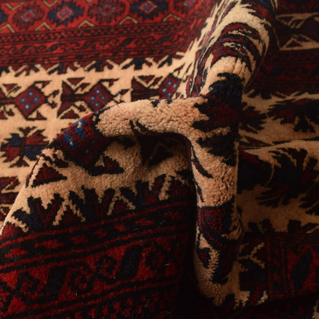 Red Afghan Prayer Rug 2' 11" x 4' 3" Hand-Knotted | No. AL70591