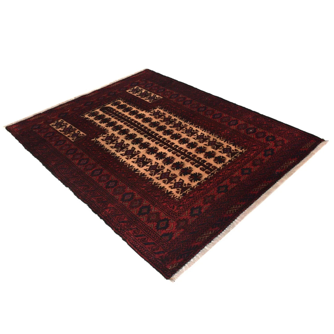 Red Afghan Prayer Rug 2' 11" x 4' 3" Hand-Knotted | No. AL70591