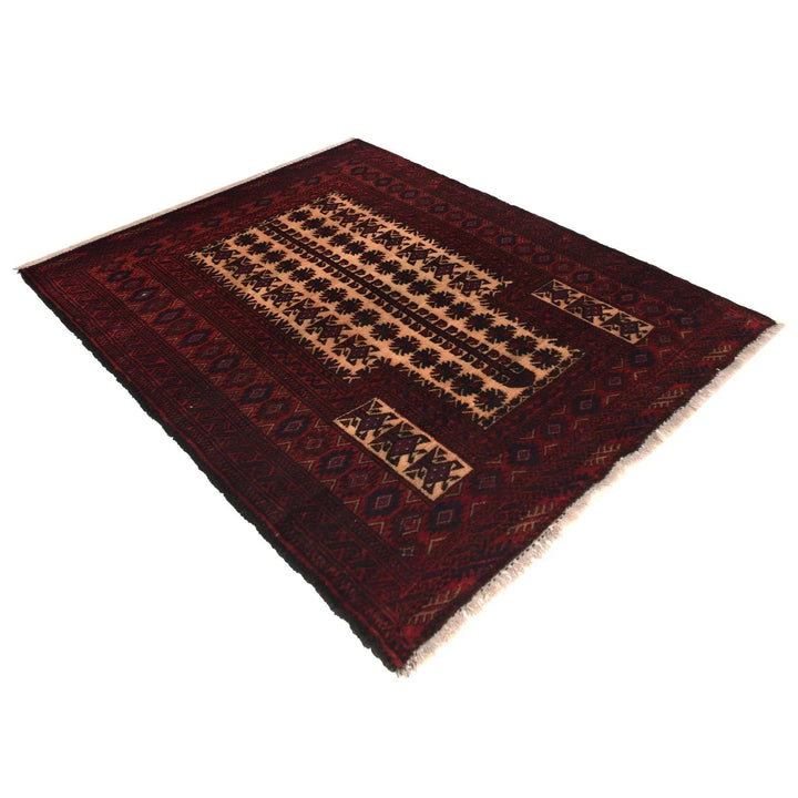 Red Afghan Prayer Rug 2' 11" x 4' 3" Hand-Knotted | No. AL70591