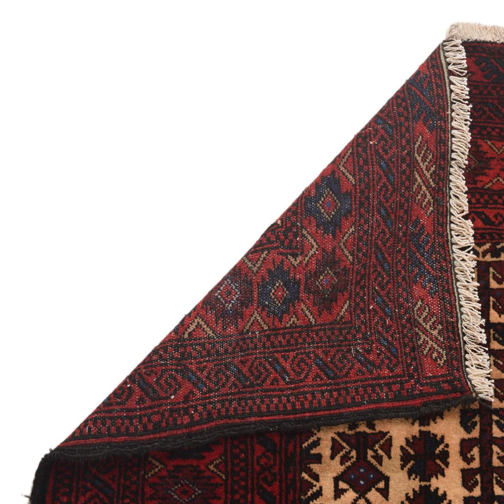 Red Afghan Prayer Rug 2' 11" x 4' 3" Hand-Knotted | No. AL70591