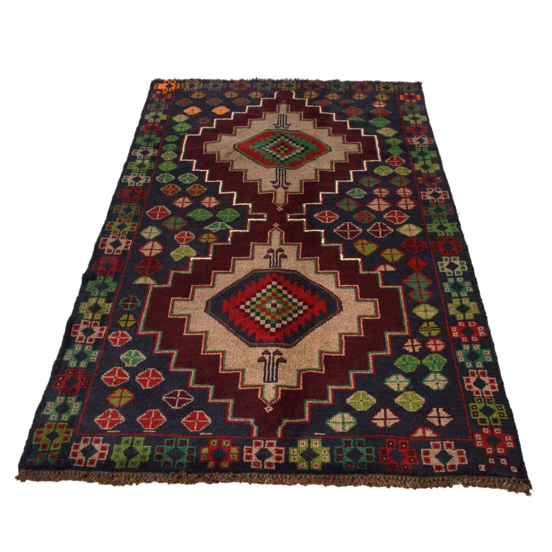 Afghan Baluchi Rug 3' 10" x 6' 4" Hand-Knotted | No. AL70600