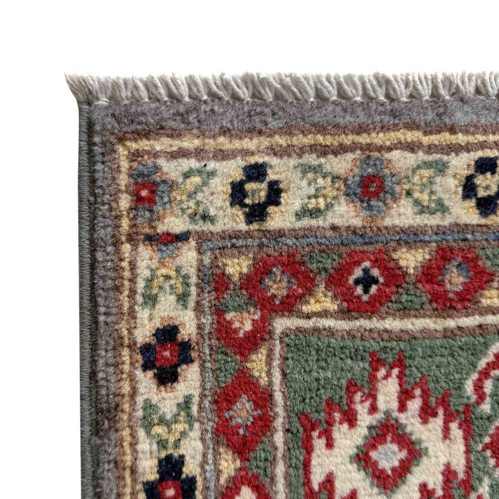 Gray Afghan Kazak Rug 3' 3" x 4' 11" Hand-Knotted | No. AL70638