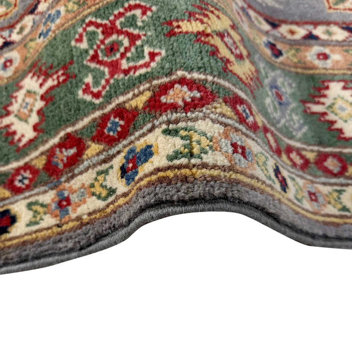 Gray Afghan Kazak Rug 3' 3" x 4' 11" Hand-Knotted | No. AL70638