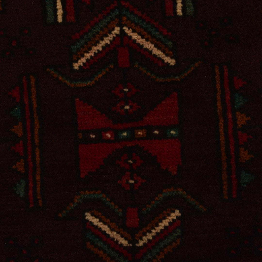 Red Afghan Baluchi Rug 3' 9" x 6' 2" Hand-Knotted | No. AL70689