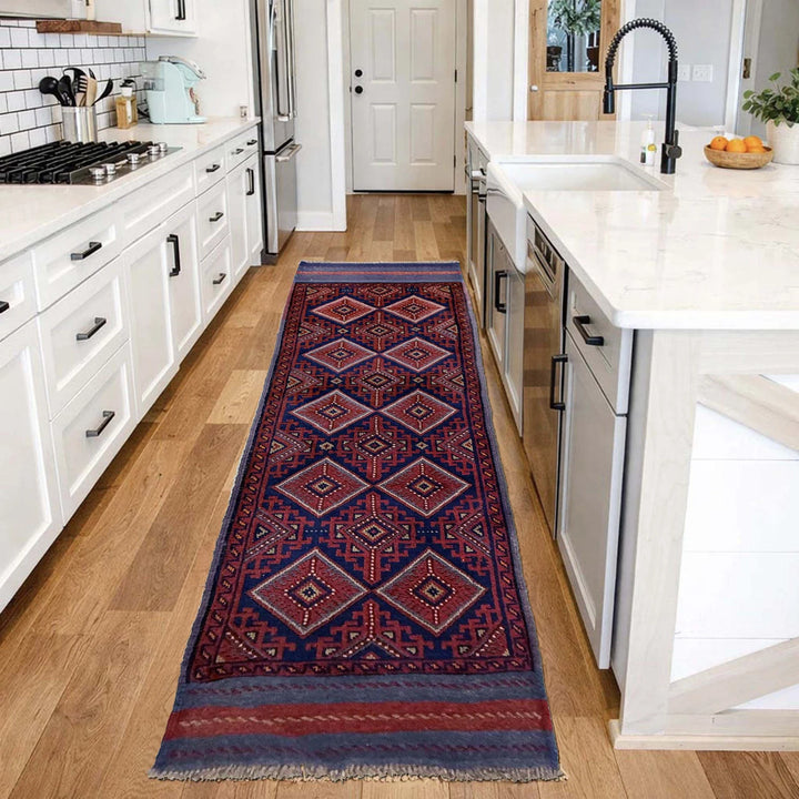 Red Afghan Mashwani Rug 2' 0" x 8' 8" Hand-Knotted | No. AL70692