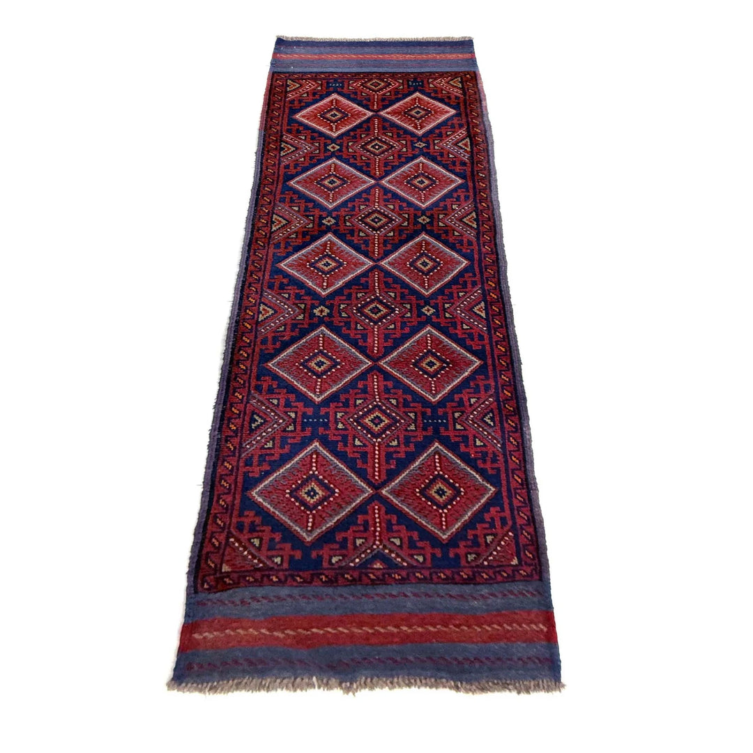Red Afghan Mashwani Rug 2' 0" x 8' 8" Hand-Knotted | No. AL70692