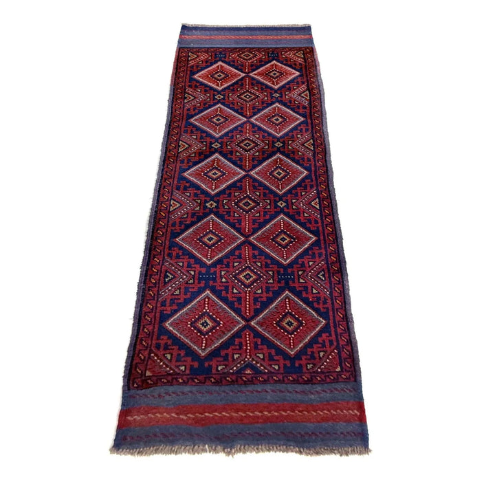 Red Afghan Mashwani Rug 2'0" x 8'8" Hand-Knotted | No. AL70692