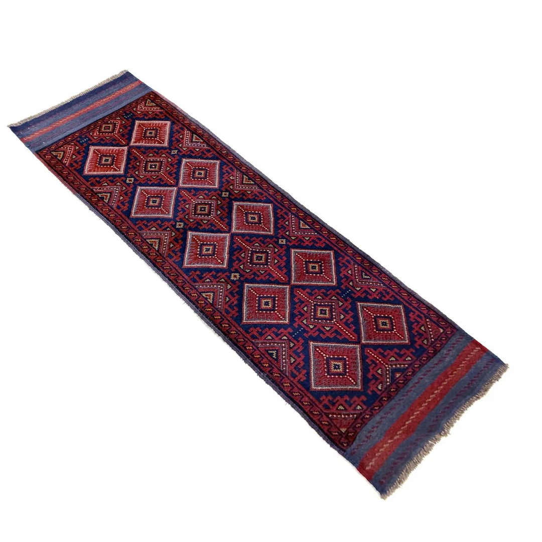Red Afghan Mashwani Rug 2'0" x 8'8" Hand-Knotted | No. AL70692
