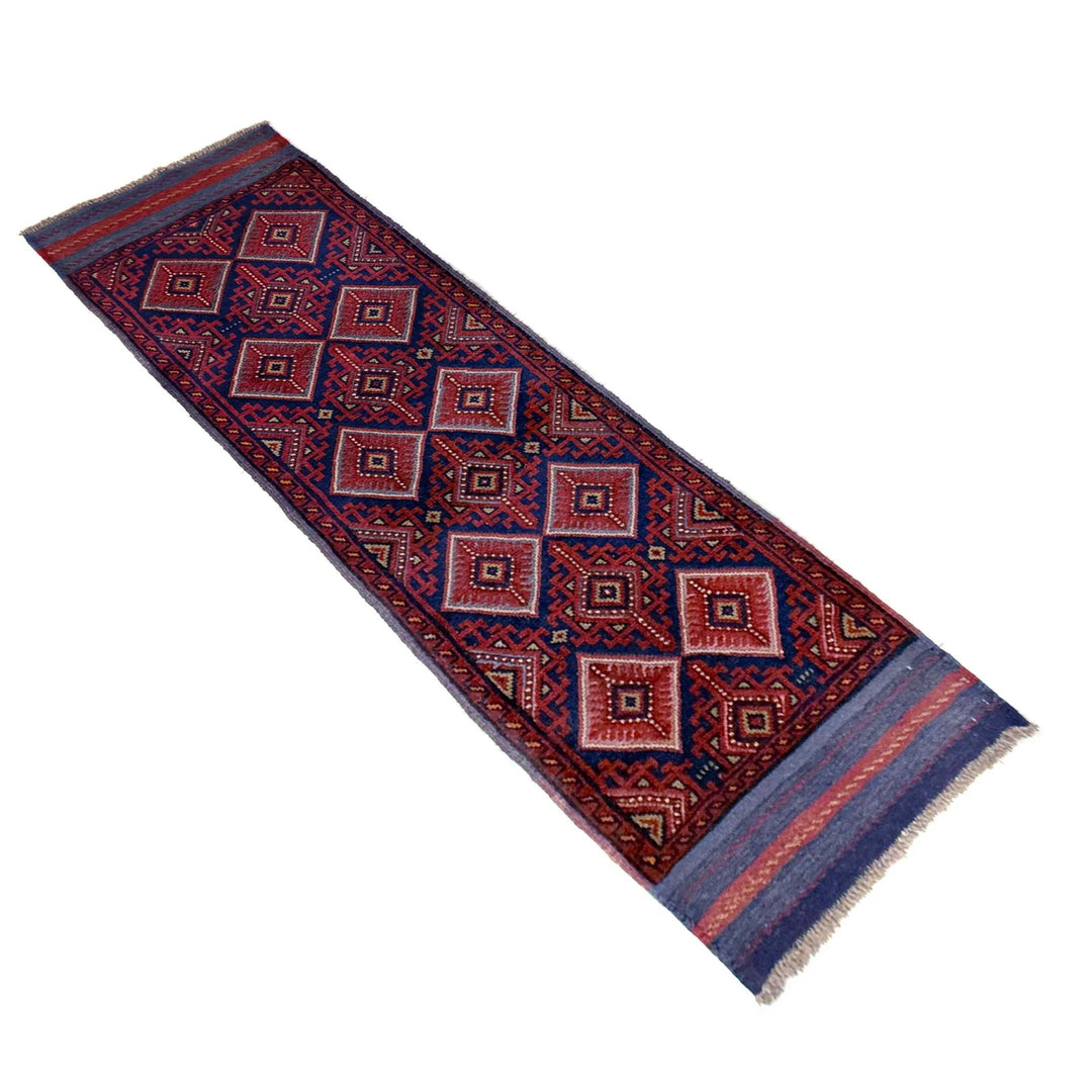 Red Afghan Mashwani Rug 2' 0" x 8' 8" Hand-Knotted | No. AL70692