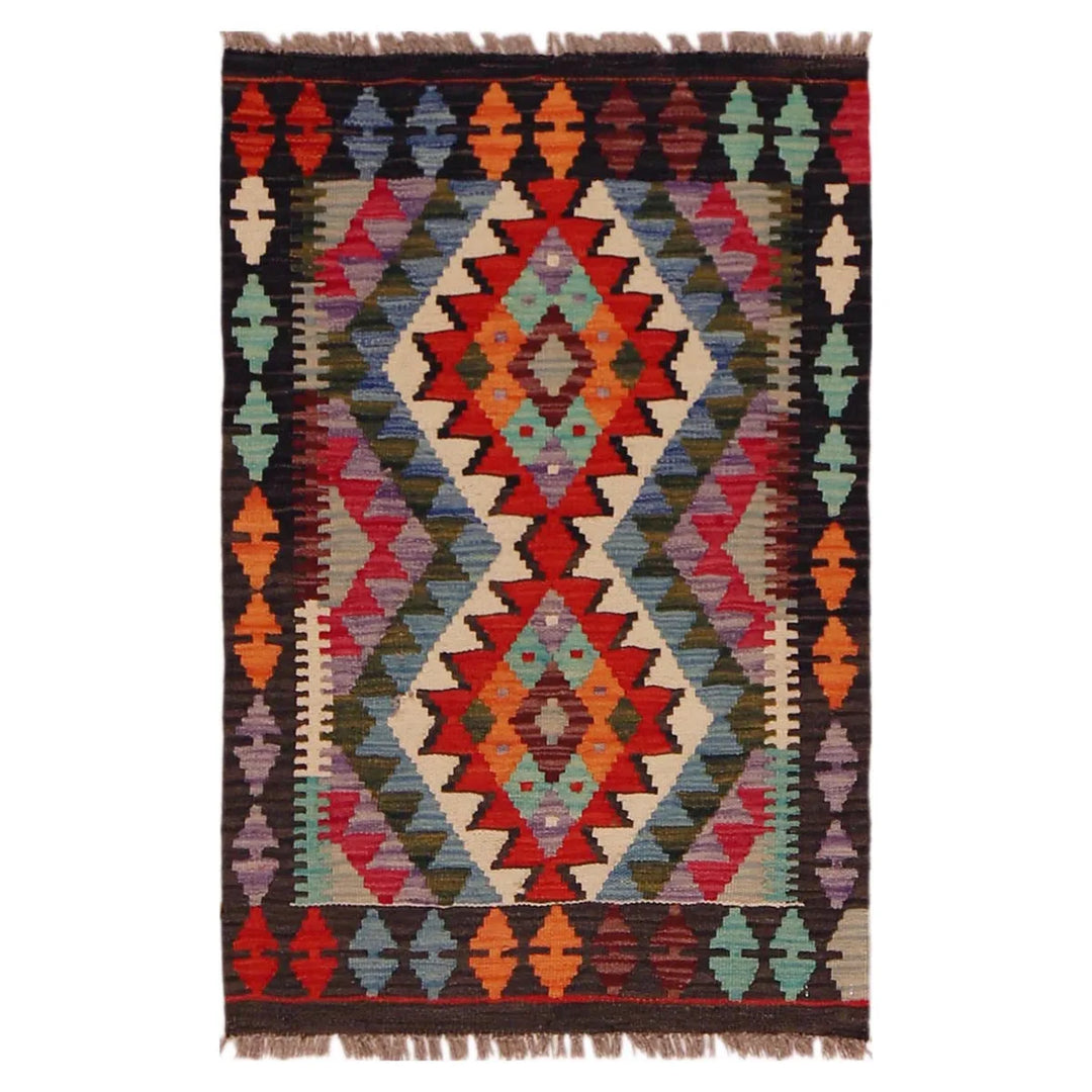 Afghan Kilim Rug 2' 0" x 2' 11" Flat-Weave | No. AL70693