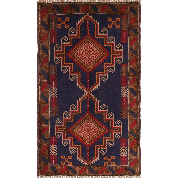 Afghan Baluchi Rug 2' 8" x 4' 7" Hand-Knotted | No. AL70753