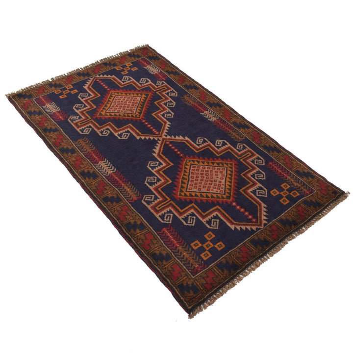 Afghan Baluchi Rug 2' 8" x 4' 7" Hand-Knotted | No. AL70753