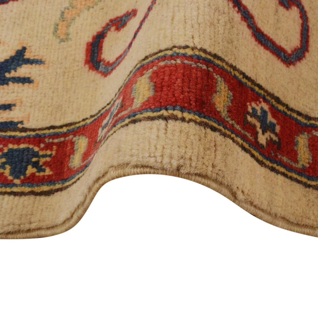 Beige Afghan Kazak Rug 2' 7" x 3' 11" Hand-Knotted | No. AL70754