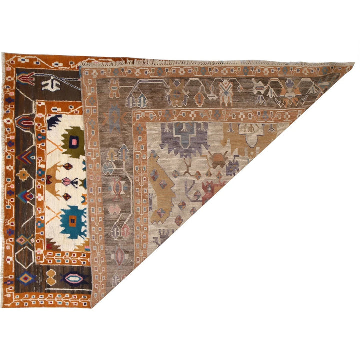 Beige Afghan Oushak Rug 5'6" x 7'5" Hand-Knotted | No. AL70969