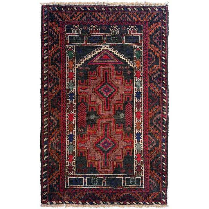 Afghan Tribal Prayer Rug 2' 9" x 4' 4" Hand-Knotted | No. AL70972