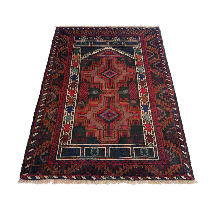 Afghan Tribal Prayer Rug 2' 9" x 4' 4" Hand-Knotted | No. AL70972
