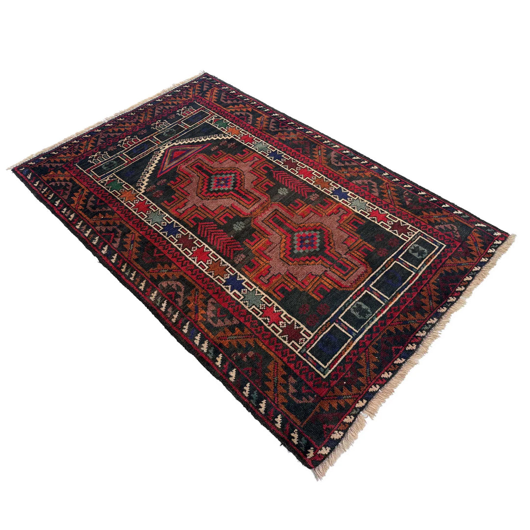 Afghan Tribal Prayer Rug 2' 9" x 4' 4" Hand-Knotted | No. AL70972