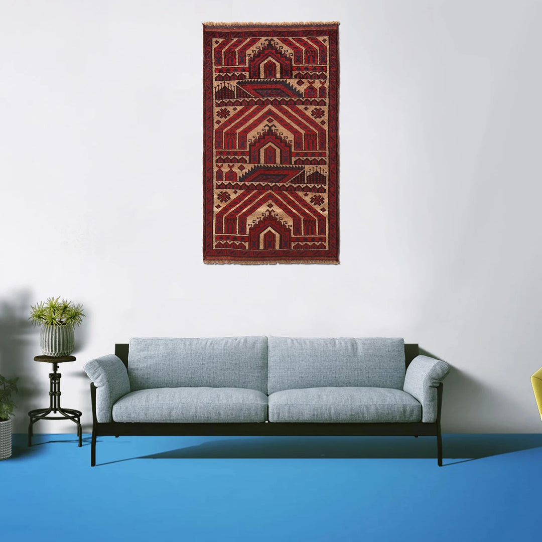 Afghan Prayer Rug 2' 7" x 4' 7" Hand-Knotted | No. AL71015
