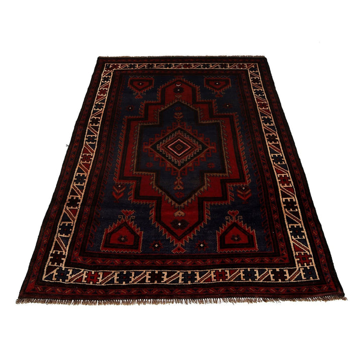 Navy Afghan Baluchi Rug 4' 9" x 7' 1" Hand-Knotted | No. AL71034