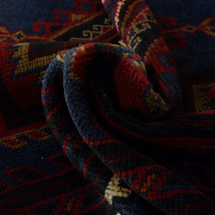 Navy Afghan Baluchi Rug 4' 9" x 7' 1" Hand-Knotted | No. AL71034